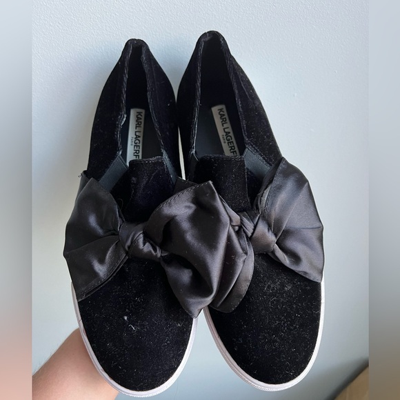 Karl Lagerfeld Shoes | Karl Lagerfeld Velvet Bow Slip On Sneakers Women's 9 Us - Picture 3 of 4
